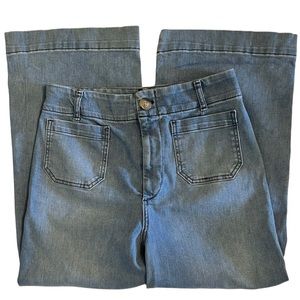 Pilcro and the Letterpress The Skipper Wide Leg Jeans Lighter Blue Wash Size 31